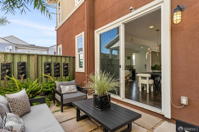 view of patio with an outdoor living space