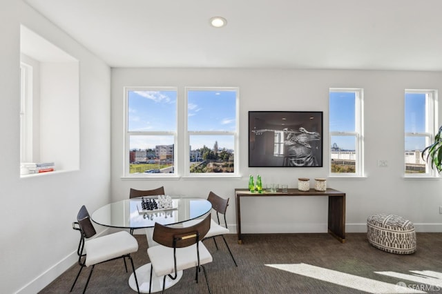 view of carpeted dining area