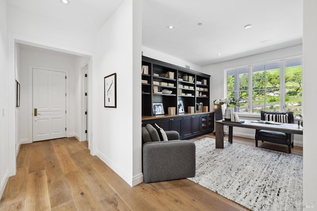 interior space with light hardwood / wood-style floors