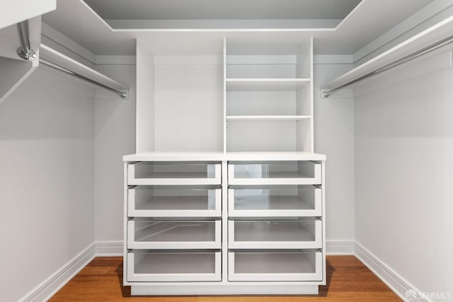 walk in closet featuring hardwood / wood-style flooring