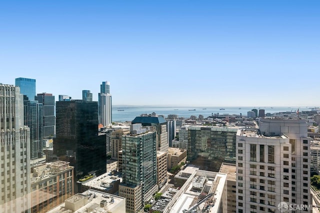 view of city with a water view