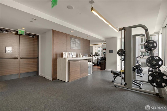 workout area featuring plenty of natural light