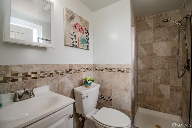 1579 46th Ave, San Francisco, CA 94122 - full bathroom with a shower stall, tile walls, and vanity