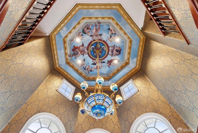 detailed view of a chandelier