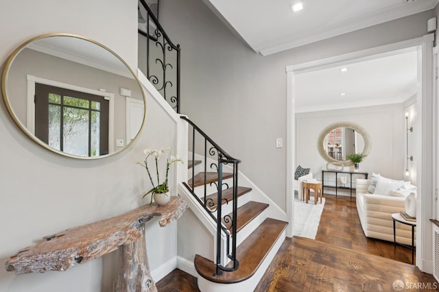 1983 15th Ave, San Francisco, CA 94116 - stairs with crown molding and recessed lighting