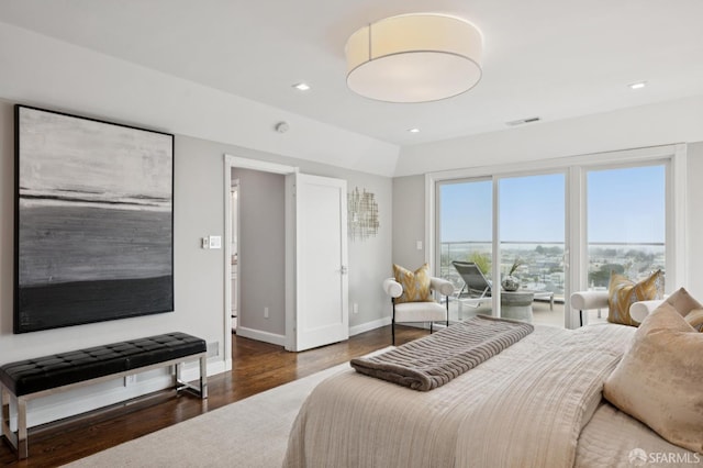 1983 15th Ave, San Francisco, CA 94116 - bedroom featuring wood finished floors, access to exterior, and recessed lighting