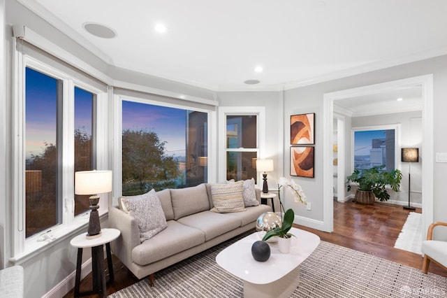 1983 15th Ave, San Francisco, CA 94116 - living area with wood finished floors, recessed lighting, and crown molding