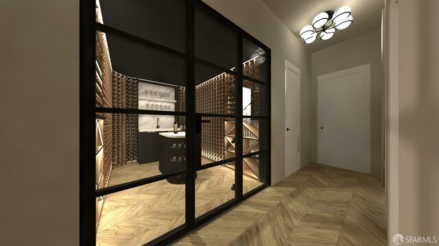 interior space with parquet floors