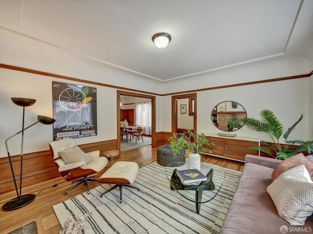 living room with hardwood / wood-style flooring