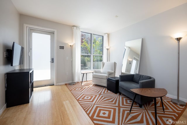 living room featuring light hardwood / wood-style floors