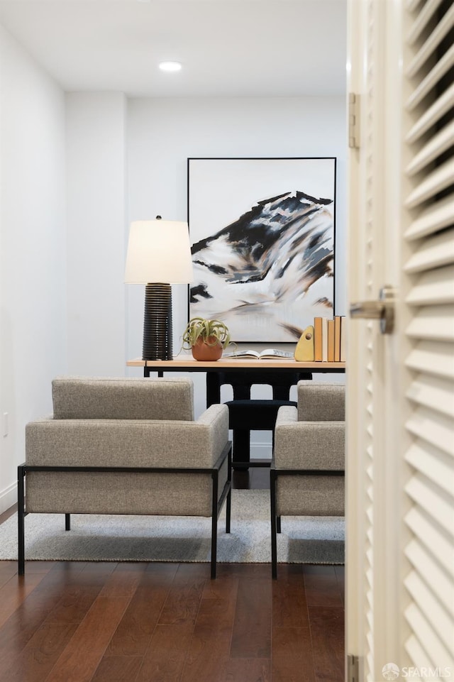 interior space featuring dark wood-style floors and recessed lighting