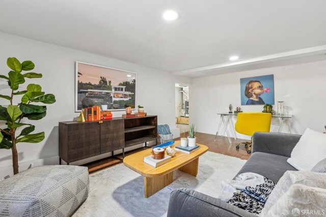 2237 Bryant St Lower, Lower, San Francisco, CA 94110 - living area with recessed lighting and wood finished floors