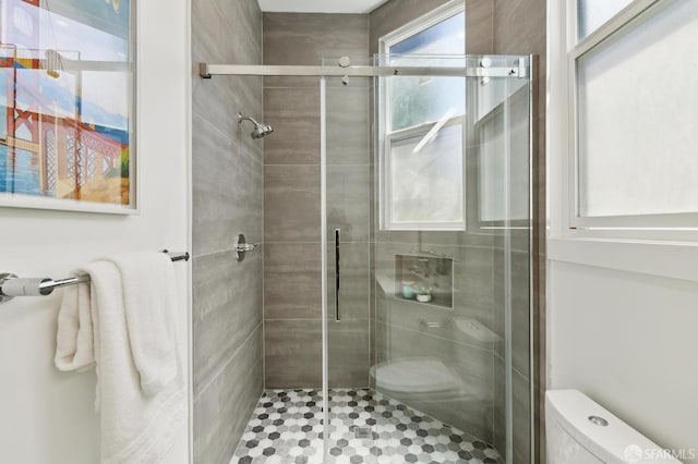 2237 Bryant St Lower, Lower, San Francisco, CA 94110 - bathroom featuring toilet, plenty of natural light, and a shower stall