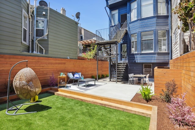 2237 Bryant St Lower, Lower, San Francisco, CA 94110 - view of patio featuring stairs and a wooden deck