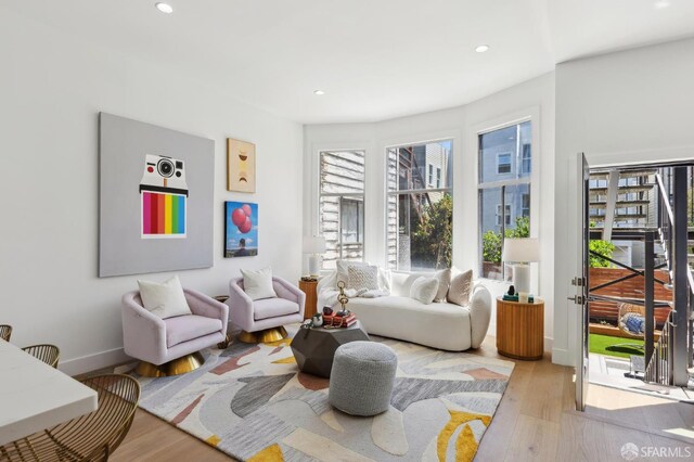 2237 Bryant St Lower, Lower, San Francisco, CA 94110 - living area with wood finished floors, recessed lighting, and baseboards