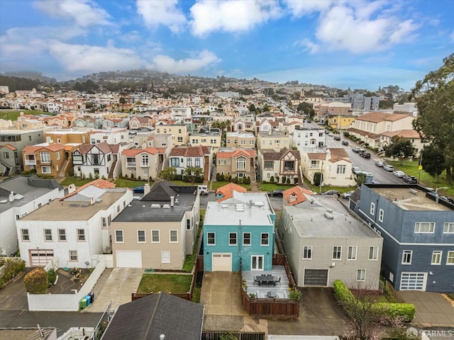 drone / aerial view with a residential view