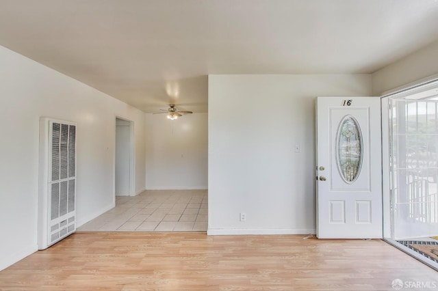 37847 Niles Blvd, Fremont, CA 94536 - entrance foyer featuring light wood-type flooring, a heating unit, baseboards, and a ceiling fan