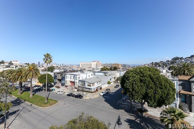 aerial view with a city view
