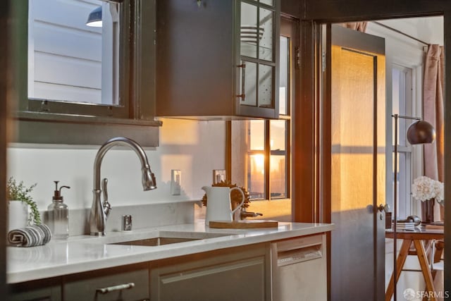 831 45th Ave, San Francisco, CA 94121 - kitchen with light countertops, glass insert cabinets, and dishwasher