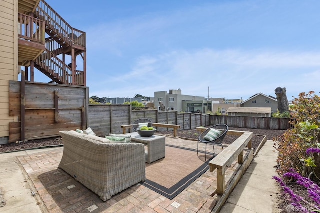 831 45th Ave, San Francisco, CA 94121 - fenced backyard featuring a deck, stairs, and a patio