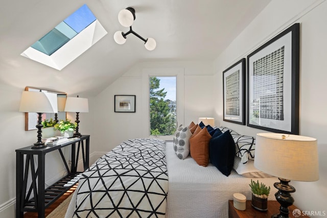 462 Clipper St, San Francisco, CA 94114 - bedroom featuring a skylight, lofted ceiling, and baseboards