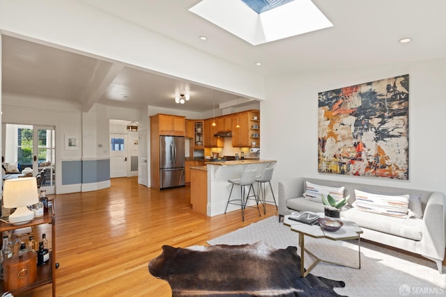 462 Clipper St, San Francisco, CA 94114 - living area featuring light wood-style flooring, a skylight, and recessed lighting