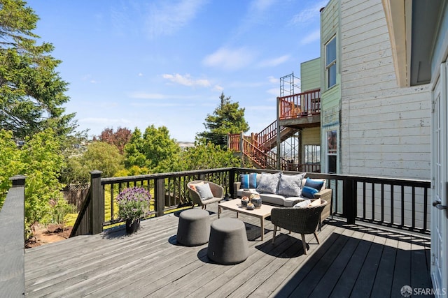 462 Clipper St, San Francisco, CA 94114 - wooden deck with an outdoor living space and stairway