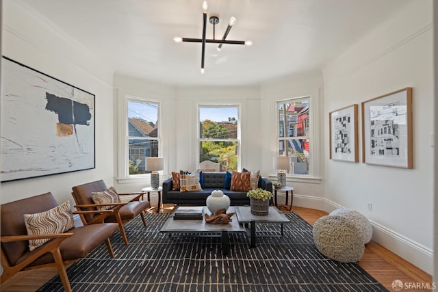 462 Clipper St, San Francisco, CA 94114 - living area with wood finished floors, a chandelier, and baseboards