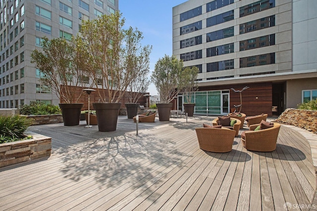 deck with an outdoor living space