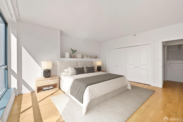 bedroom featuring a closet and wood finished floors