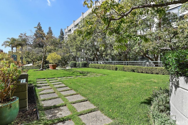 view of yard with fence