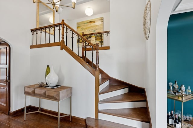 20 Rossmoor Dr, San Francisco, CA 94132 - staircase with arched walkways and wood finished floors
