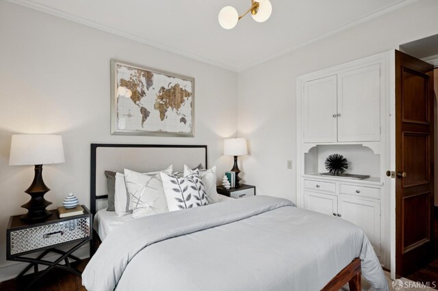20 Rossmoor Dr, San Francisco, CA 94132 - bedroom featuring dark wood finished floors and ornamental molding