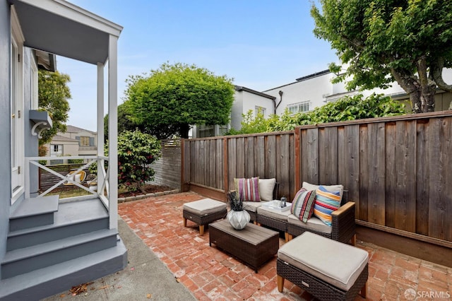 20 Rossmoor Dr, San Francisco, CA 94132 - fenced backyard featuring a patio area and an outdoor hangout area