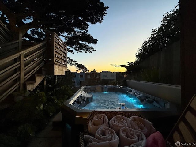 2543 44th Ave, San Francisco, CA 94116 - pool at dusk with a hot tub