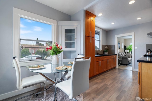 3644 Redding St, Oakland, CA 94619 - dining area with dark wood-style floors and recessed lighting