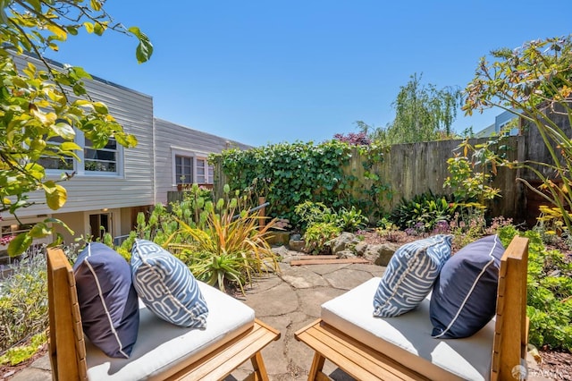 25 Roselyn Ter, San Francisco, CA 94118 - view of patio / terrace with fence and an outdoor living space