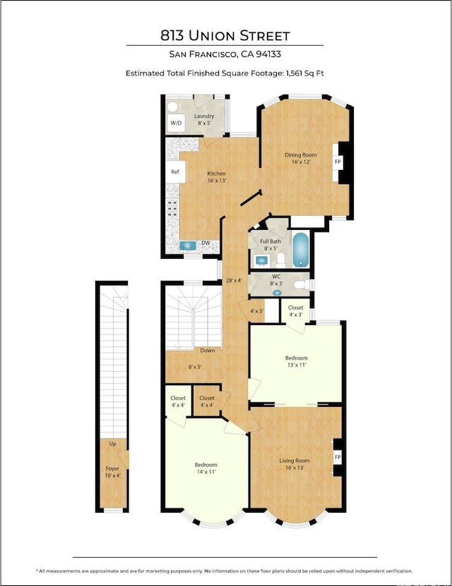 813 Union St, San Francisco, CA 94133 - view of floor plan / room layout