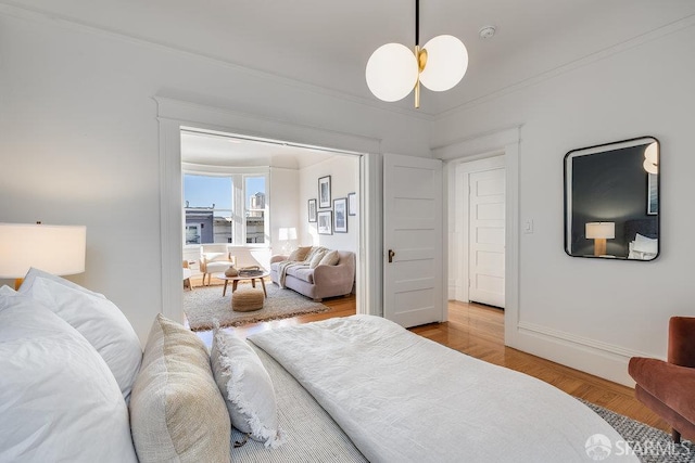 813 Union St, San Francisco, CA 94133 - bedroom with wood finished floors and ornamental molding