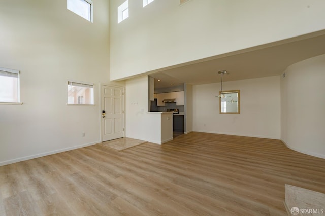 981 Asilomar Ter Unit 1, Sunnyvale, CA 94086 - unfurnished living room with light wood-style floors and a towering ceiling
