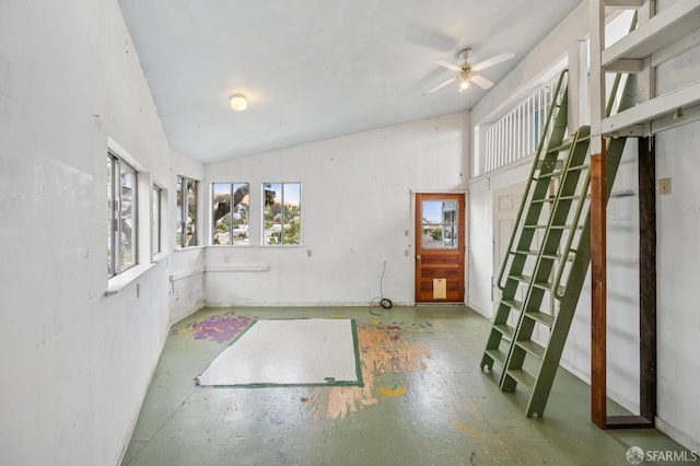 80 Bronte St, San Francisco, CA 94110 - empty room with ceiling fan and lofted ceiling
