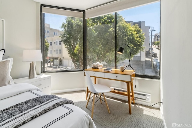 1520 Taylor St Unit 103, San Francisco, CA 94133 - bedroom with multiple windows, carpet flooring, a desk, and baseboard heating