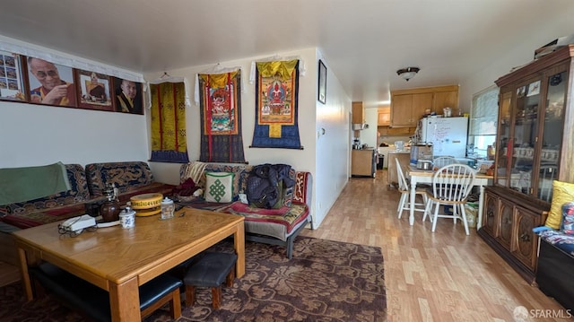 living room featuring light wood-style flooring