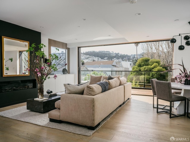 living room with light wood-type flooring