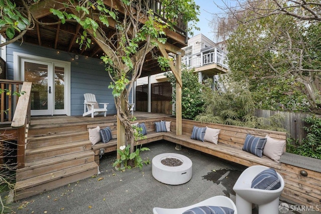 wooden deck with french doors