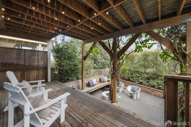 wooden terrace with fence