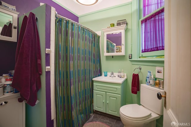 772-774 14th St, San Francisco, CA 94114 - bathroom with vanity, toilet, a shower with shower curtain, and tile patterned flooring