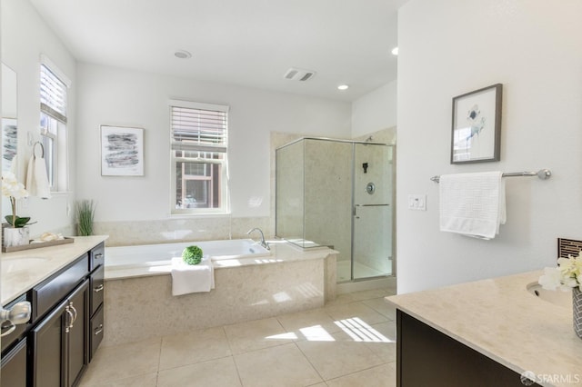 3069 Vittoria Loop, Dublin, CA 94568 - full bath with vanity, a bath, a shower stall, and tile patterned floors