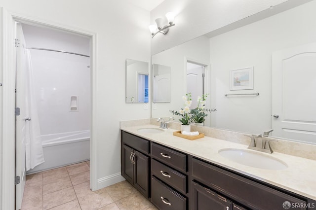 3069 Vittoria Loop, Dublin, CA 94568 - full bath featuring double vanity,  shower combination, and tile patterned flooring