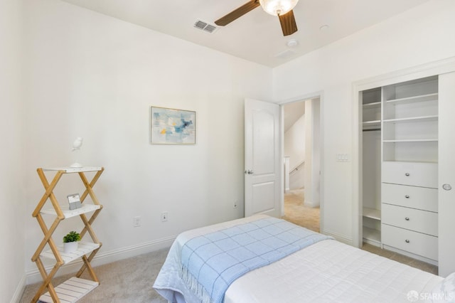 3069 Vittoria Loop, Dublin, CA 94568 - bedroom featuring light carpet, a closet, and a ceiling fan